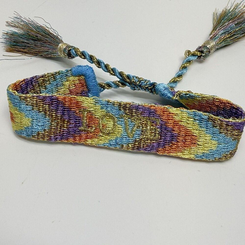 Kendra Scott LOVE Woven Friendship Bracelet In Pastel Multi Print New - Picture 4 of 7